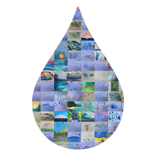 Digitaler Wassertropfen - alle 81 eingesendeten Bilder wurden zu einem digitalen Tropfen zusammengesetzt