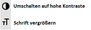 Darstellung der neuen Funktionen "hohe Kontraste" und "größere Schrift"